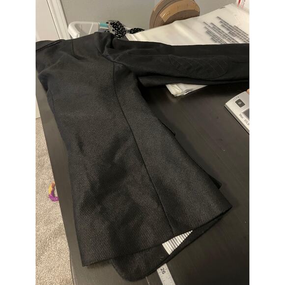 Banana Republic Jacket Womens 4 Black Wool Hacking Blazer Elbow Patch Lined - Picture 8 of 9